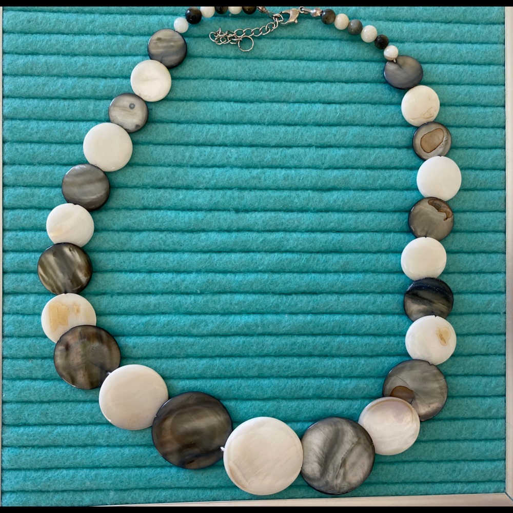 Gray and white necklace